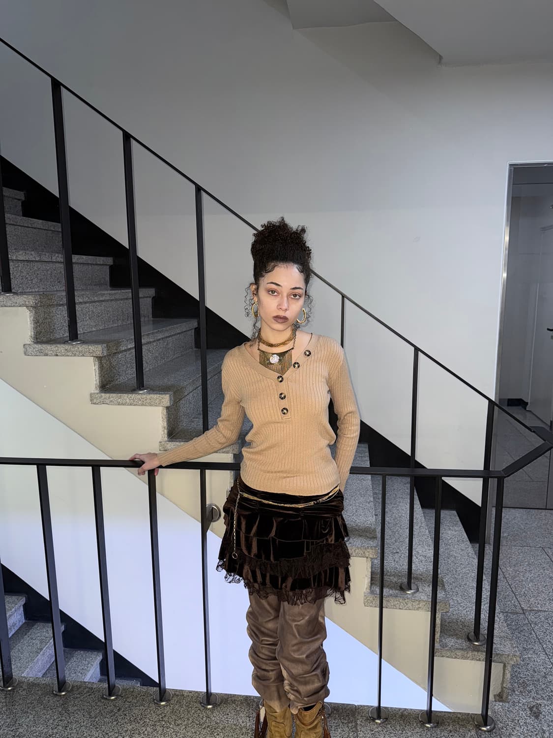 henley neck rib knit 상품이미지2