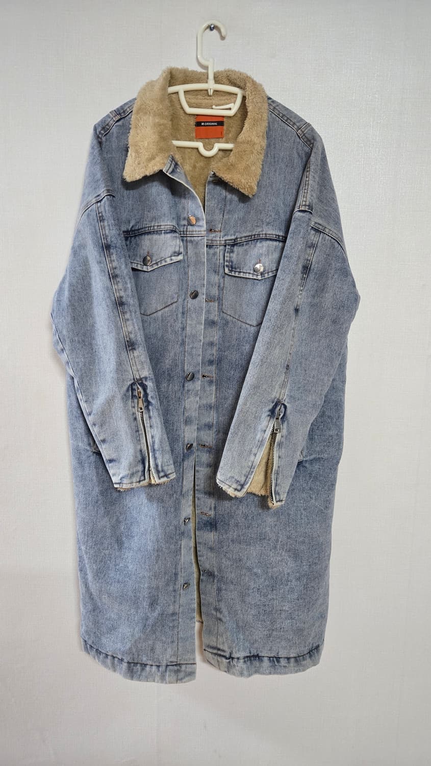 데님 쉐르파 롱코트, 롱자켓, 겨울코트, 남녀공용 상품이미지1