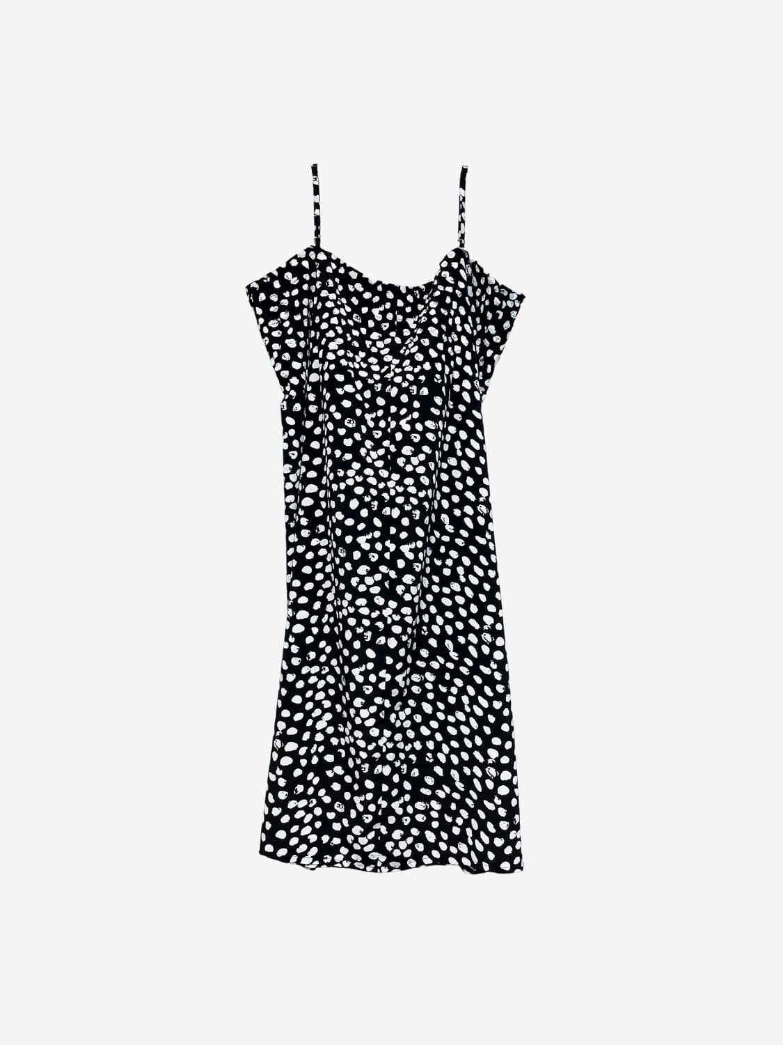 Abstract Dot Shirring Long Dress - Black 상품이미지4