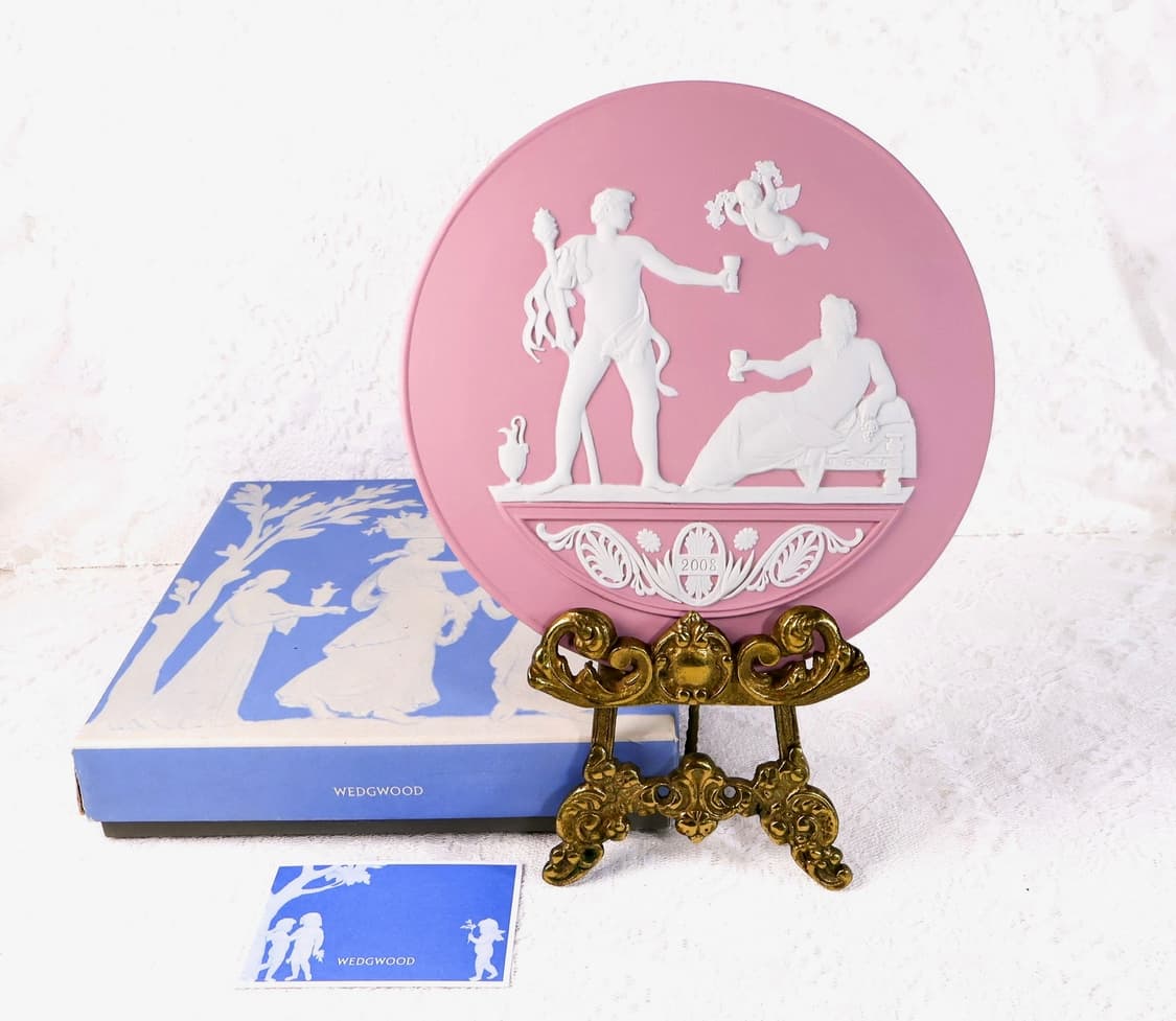 [영국앤틱] 웨지우드 재스퍼웨어 2008년 기념 핑크 장식접시(박스O) 상품이미지1