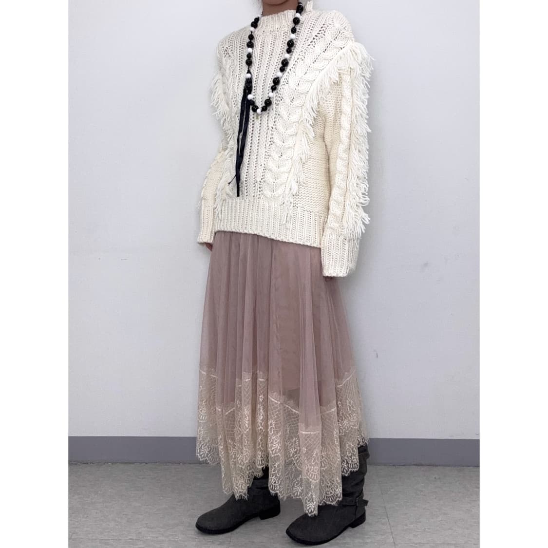 빈티지 핑크 샤 스커트 상품이미지1