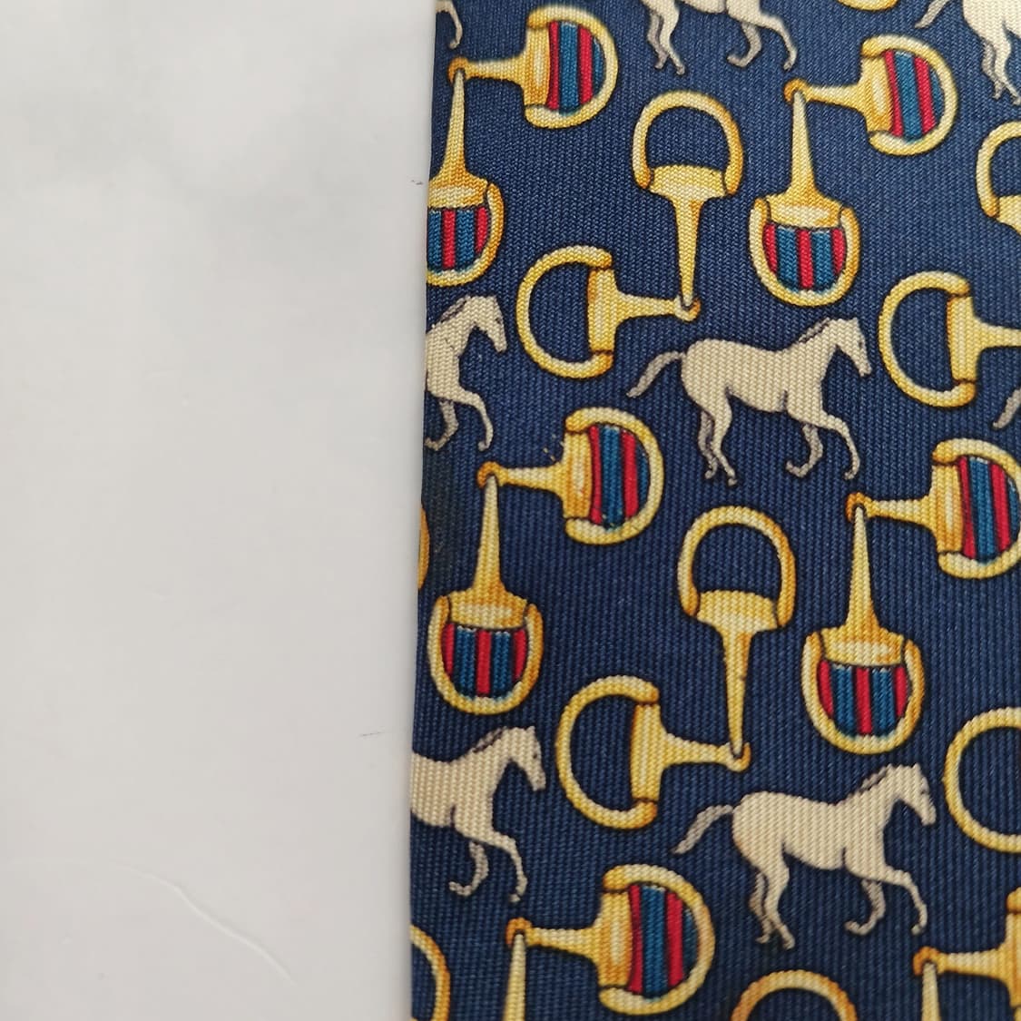 란셀 실크 네이비 승마 모티브 넥타이 9.9cm B등급 A18678 상품이미지7