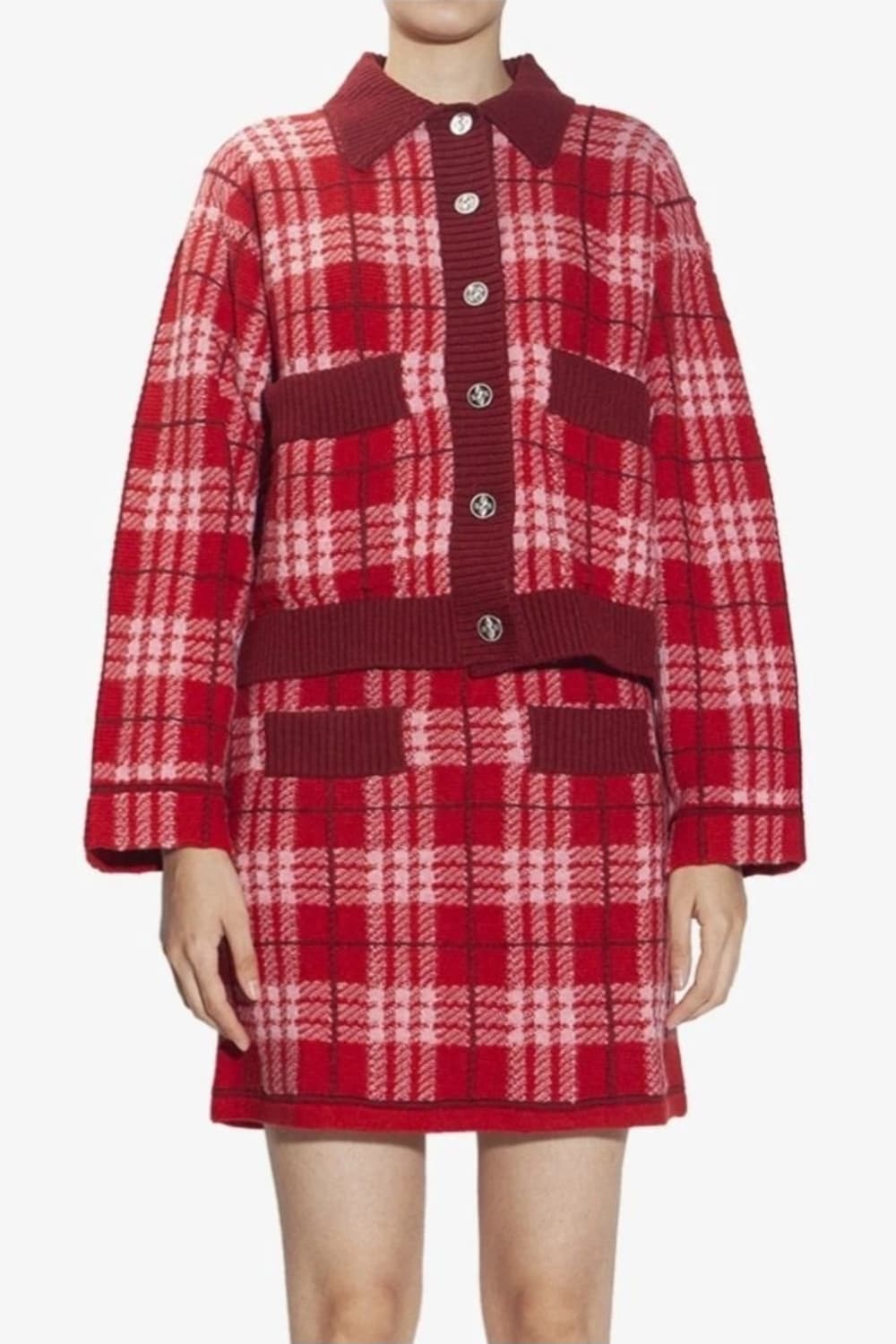 (정품)샤넬 배리 BARRIE 레드 타탄체크 캐시미어 자켓 상품이미지6