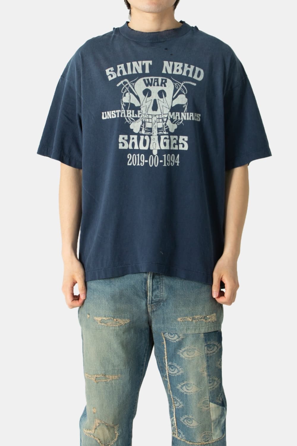 세인트미카엘 네이버후드 티셔츠 네이비 XL 상품이미지2