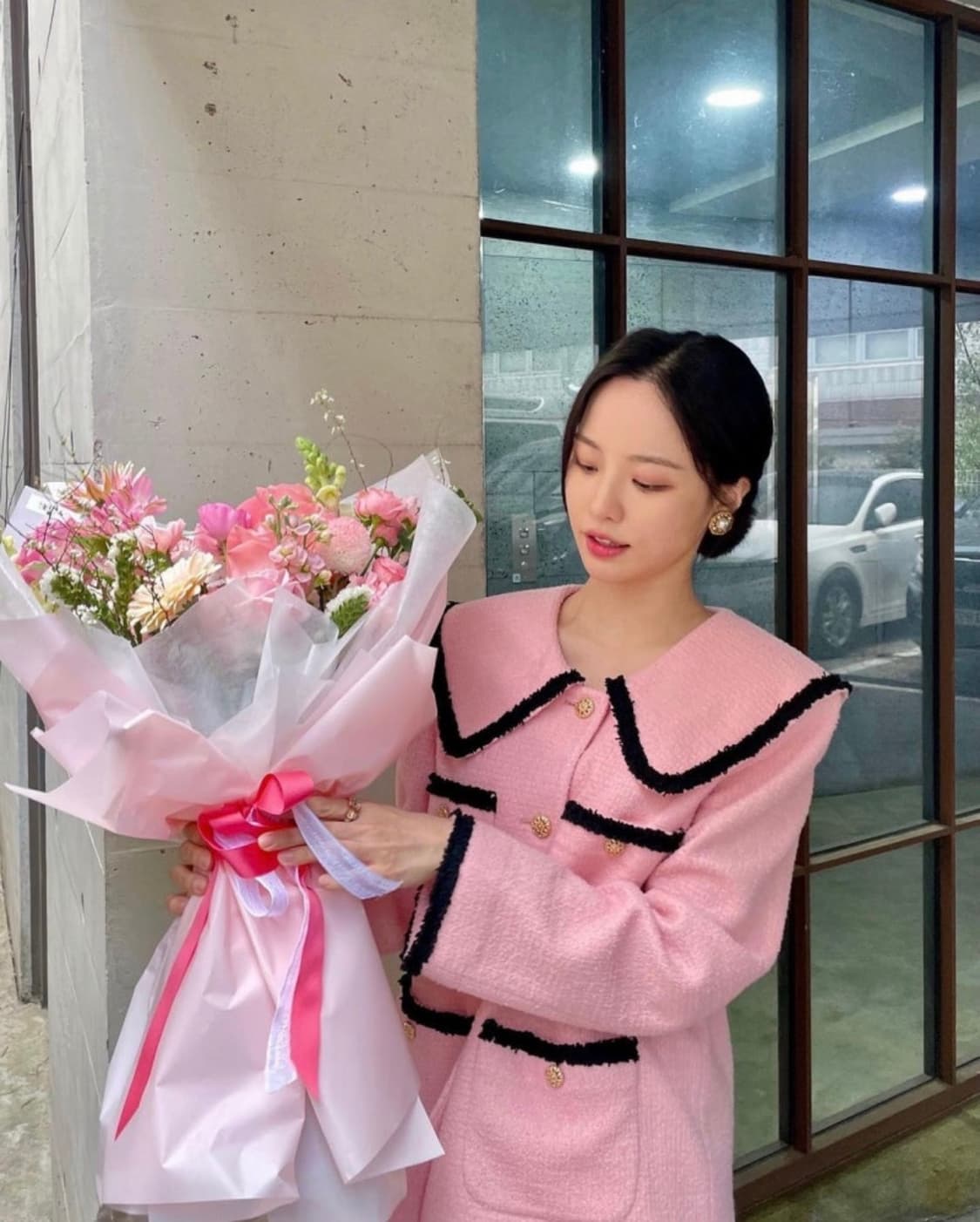 쟈니헤잇재즈 4 포켓 트위드 자켓 핑크 [신예은, 배윤경, 진기주 착용] 상품이미지3