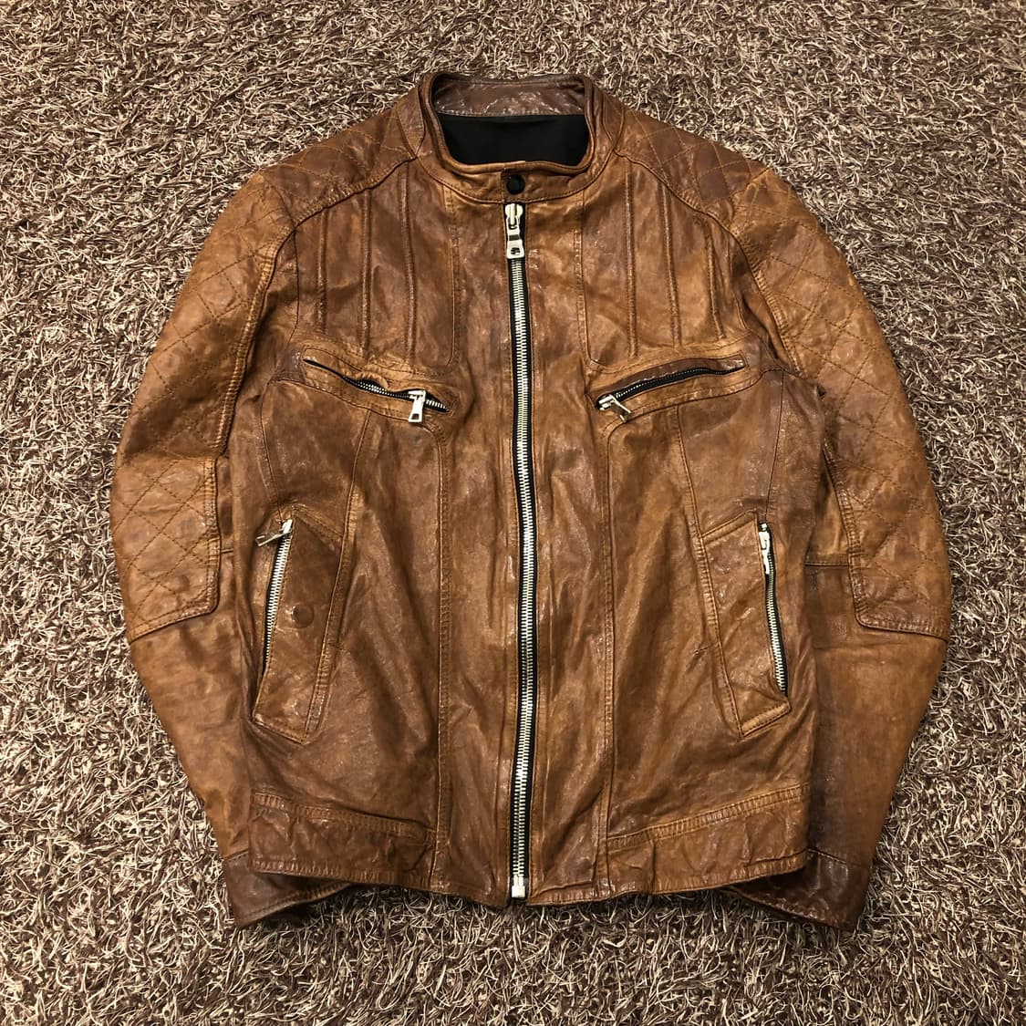 빈티지 양가죽 바이커 레더 가죽 라이더 자켓 상품이미지1