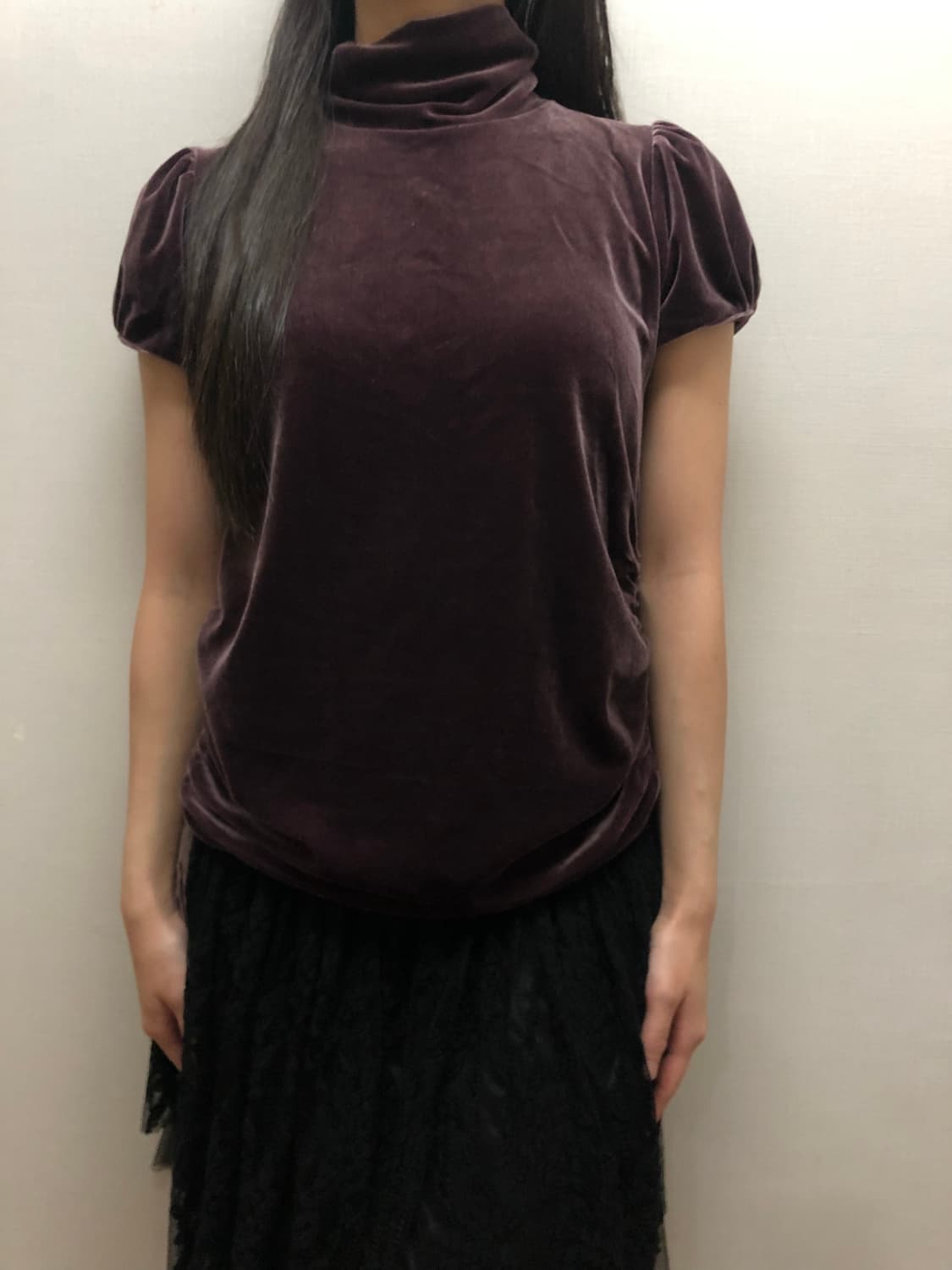 빈티지 바이올렛 셔링 벨벳 탑 상품이미지3