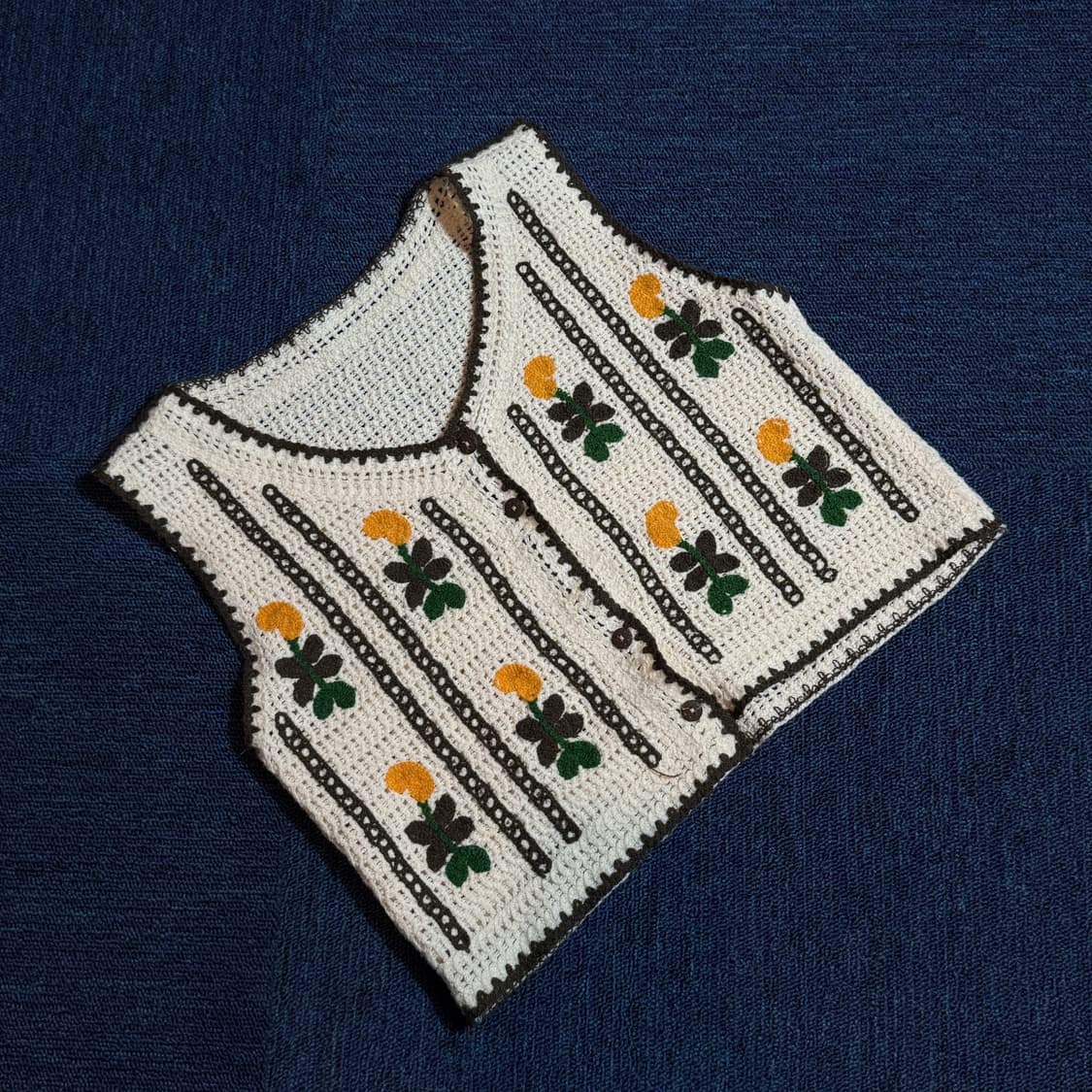 빈티지 모리걸 자수 니트 조끼 상품이미지1