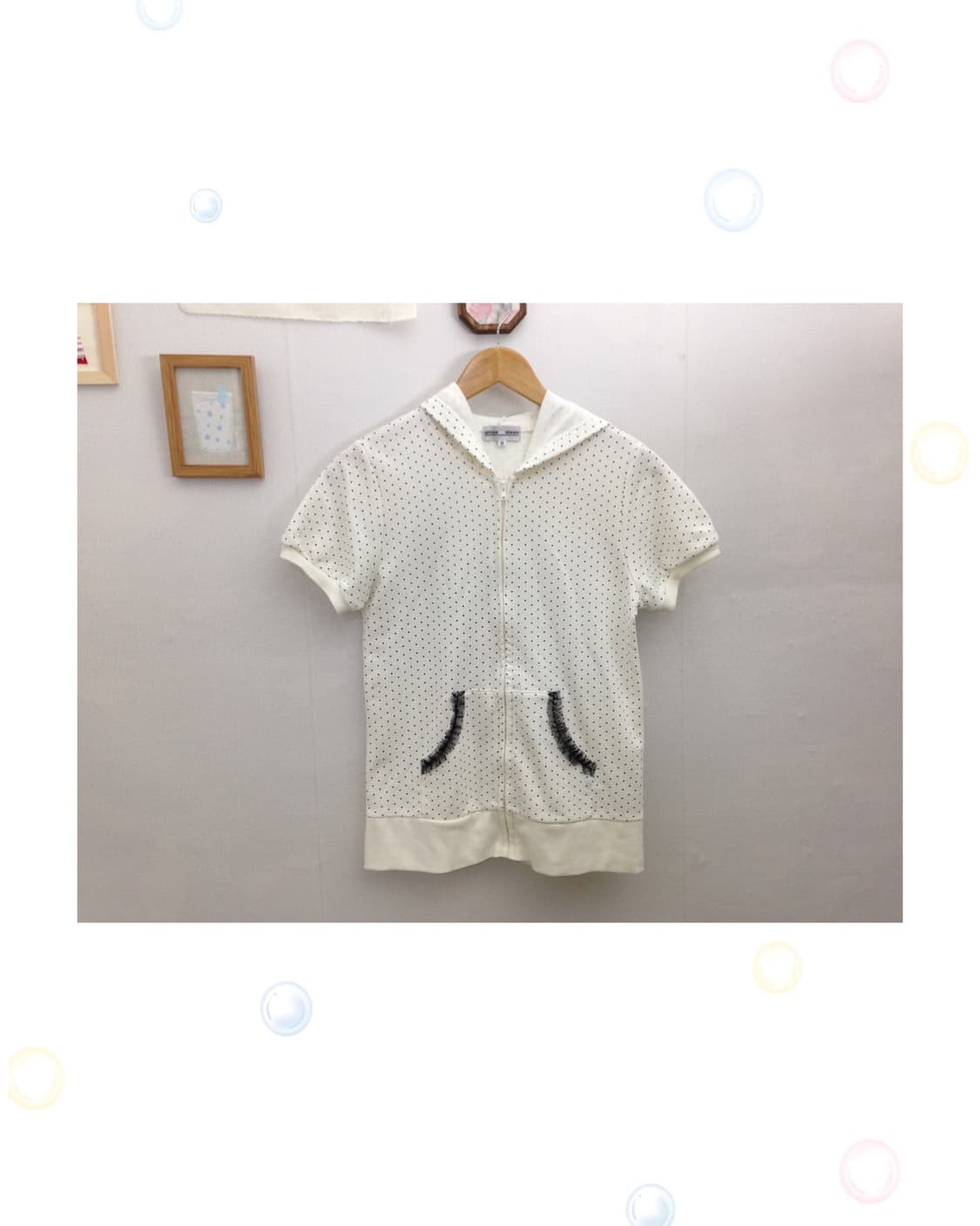 아이보리 도트 레이스 포켓 후드집업 상품이미지1