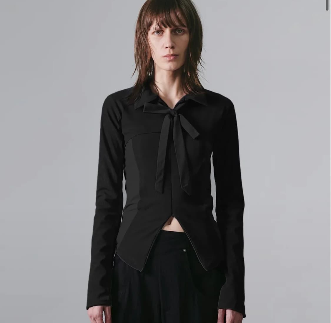 나체 NACHE TIE JERSEY SHIRT ZIP-UP BLACK 상품이미지1