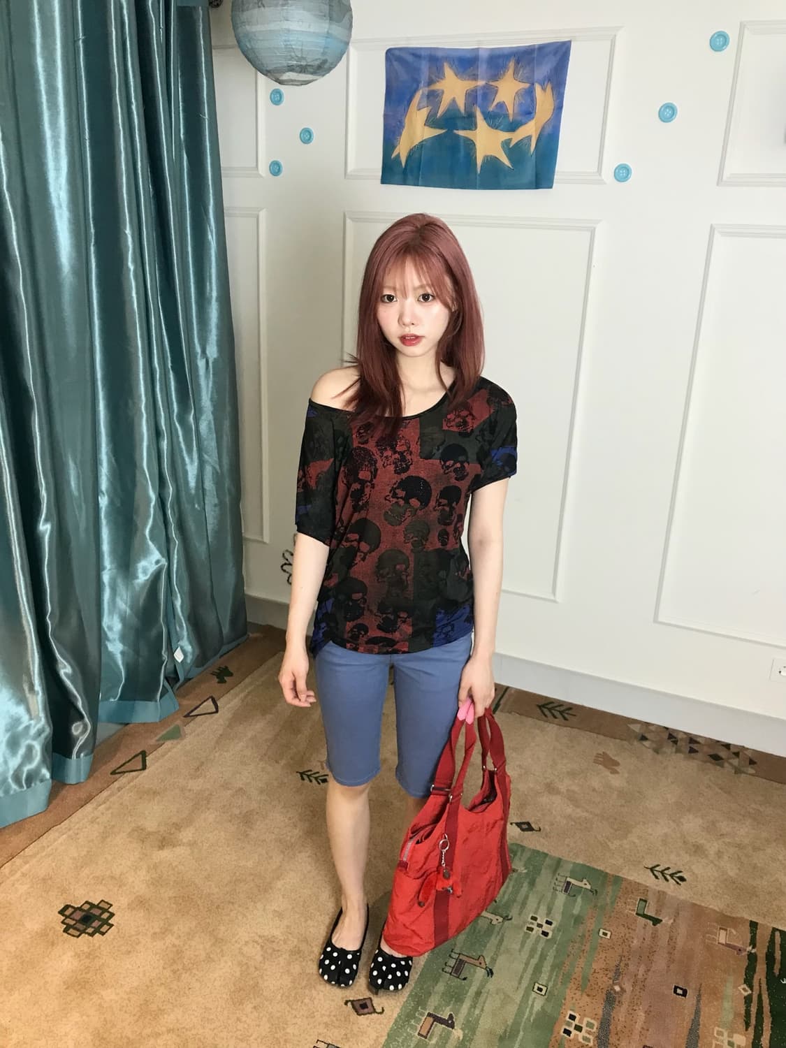 원 숄더 디테일과 언발 스커트  조합으로 스트릿키치 코디셋••💀 상품이미지4