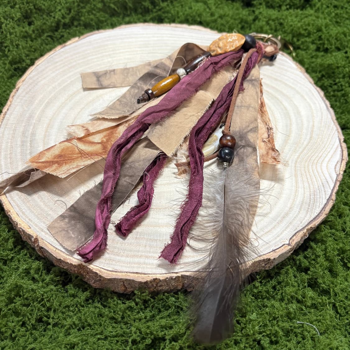 핸드메이드 보헤미안 웨스턴 모리 포인트 우드 실크 키링 상품이미지2