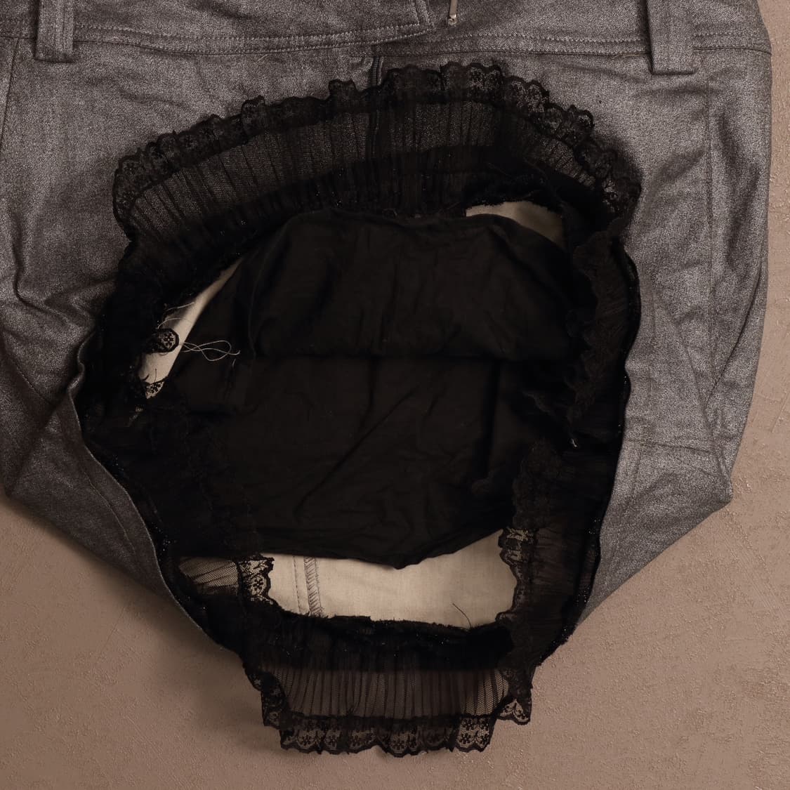 일본빈티지 코팅 레이스 펑크 갸루 미니스커트 A473 상품이미지5