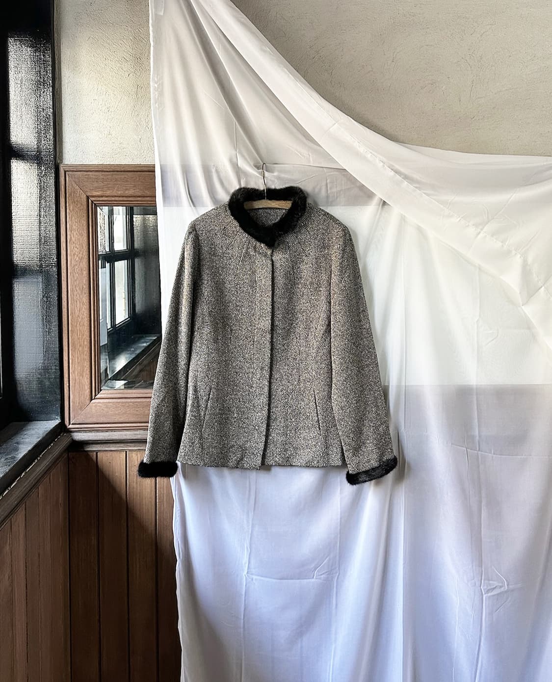 LEILIAN mink trim tweed jacket 상품이미지9