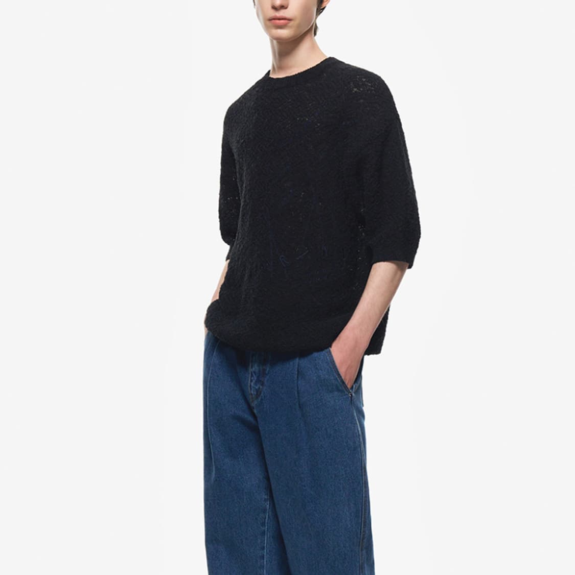 지오송지오(ZIOSONGZIO) 퓨처리즘 엠브로이드 니트 블랙 105 상품이미지1