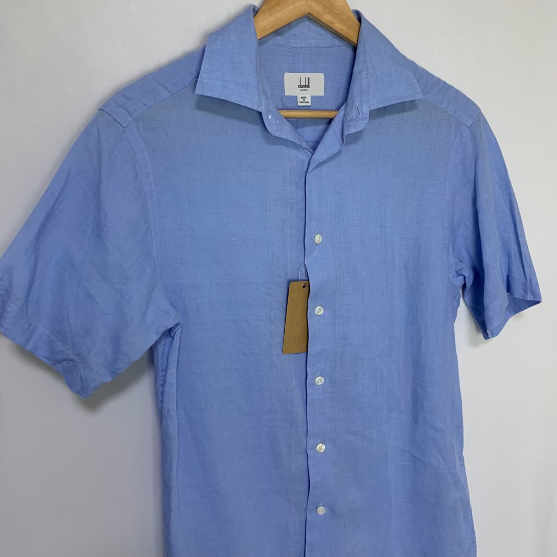 던힐 스카이블루 린넨 남성 반팔 셔츠 빈티지 남녀공용 상품이미지3
