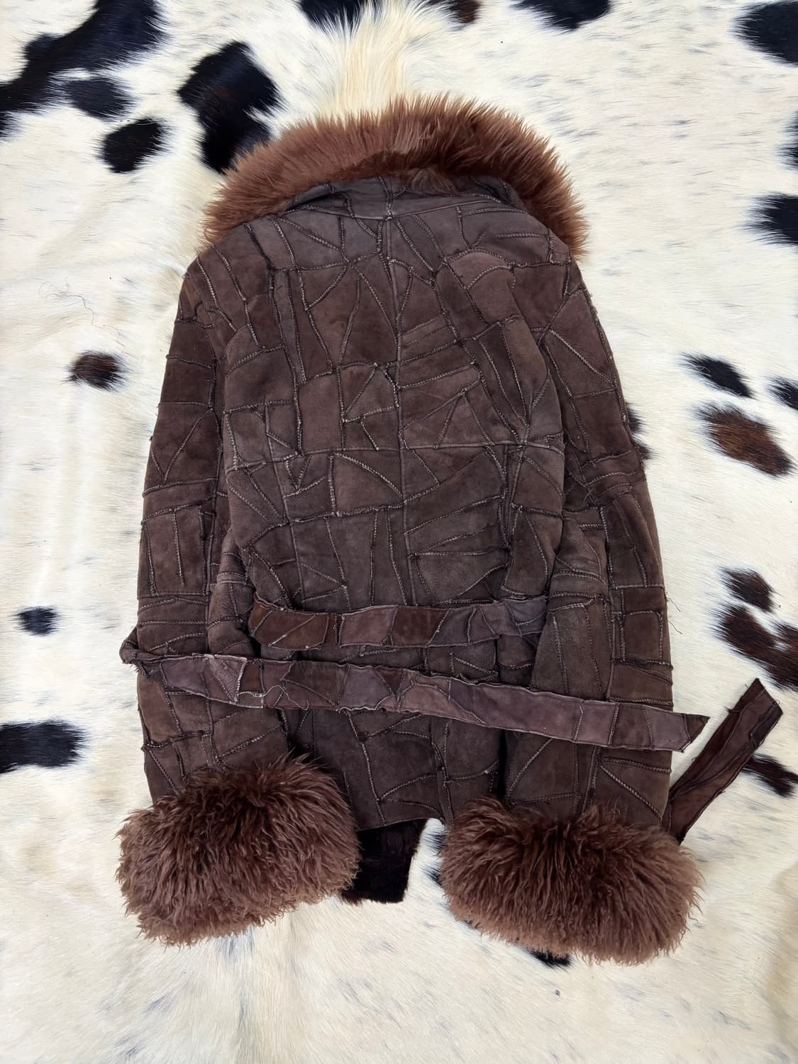 2000s Y2K Brown Fur Trimming Rough Leath 상품이미지7