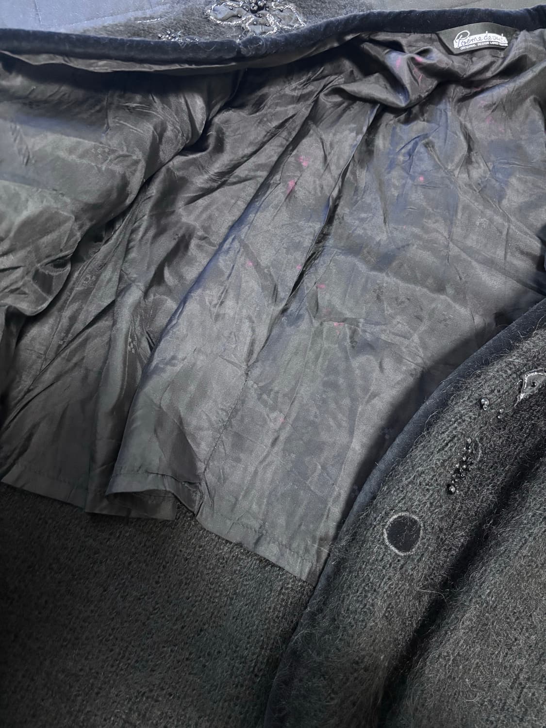 빈티지 에스닉 블랙 꽃 자수 울 니트가디건 자켓 상품이미지4