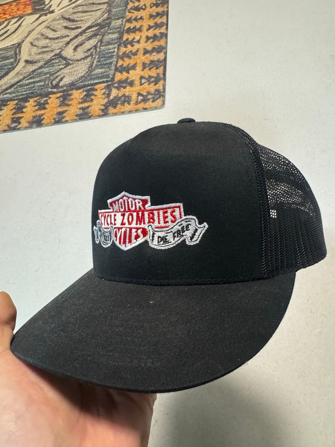 모터사이클 좀비 빈티지 자수 스냅백 트러커캡 모자 볼캡 블랙 상품이미지1