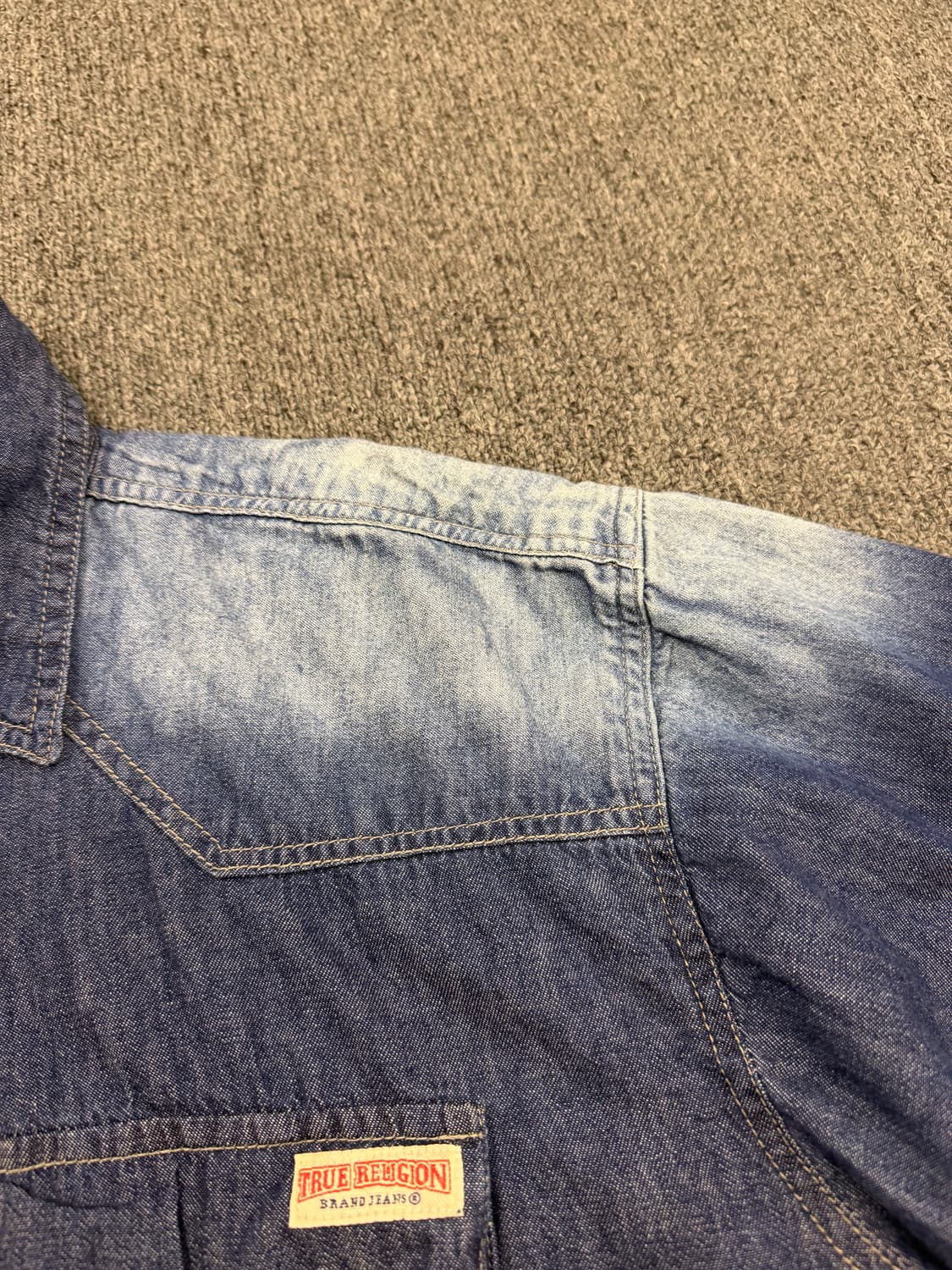 2XL) 트루릴리젼 빈티지 웨스턴 포인트 포켓 데님 반팔셔츠 상품이미지3