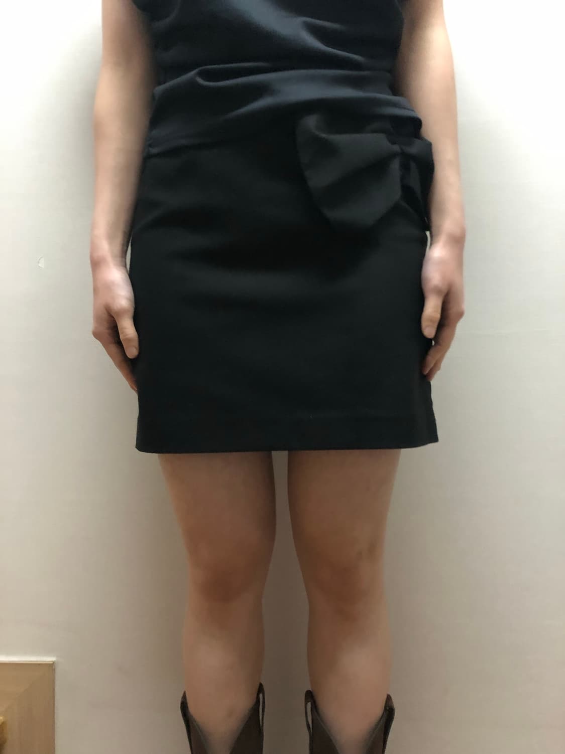 빈티지 블랙 리본 미니 스커트 상품이미지1