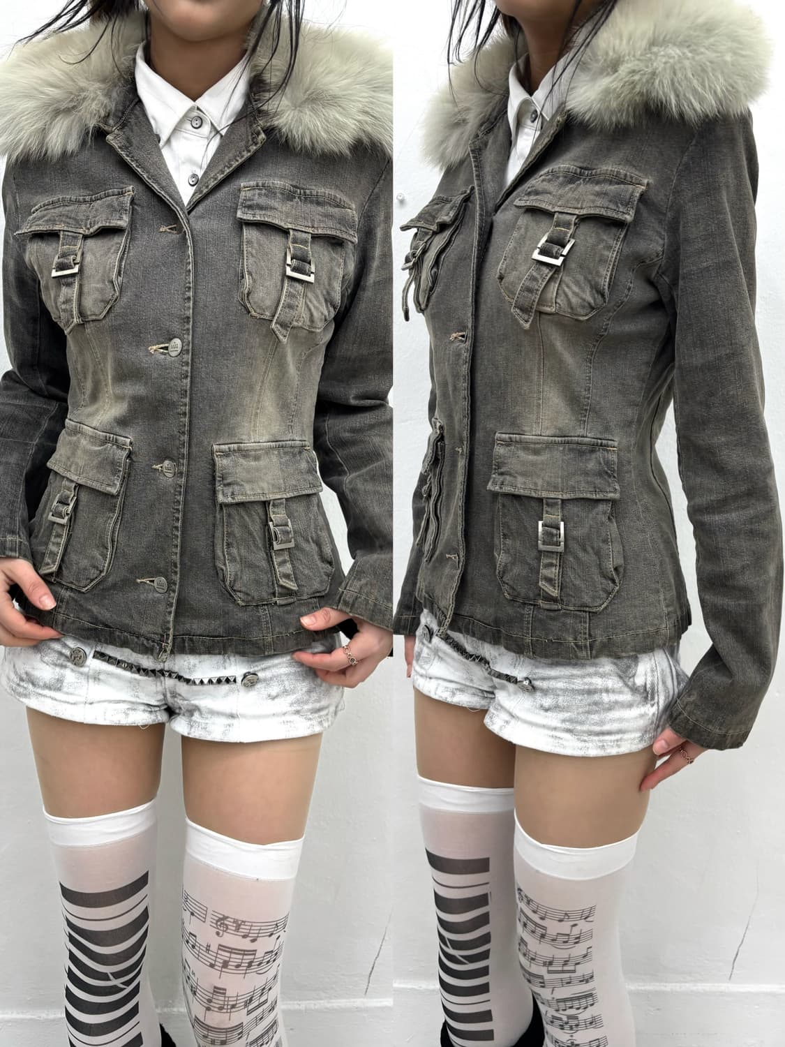 Fur trimmed denim jacket  상품이미지1