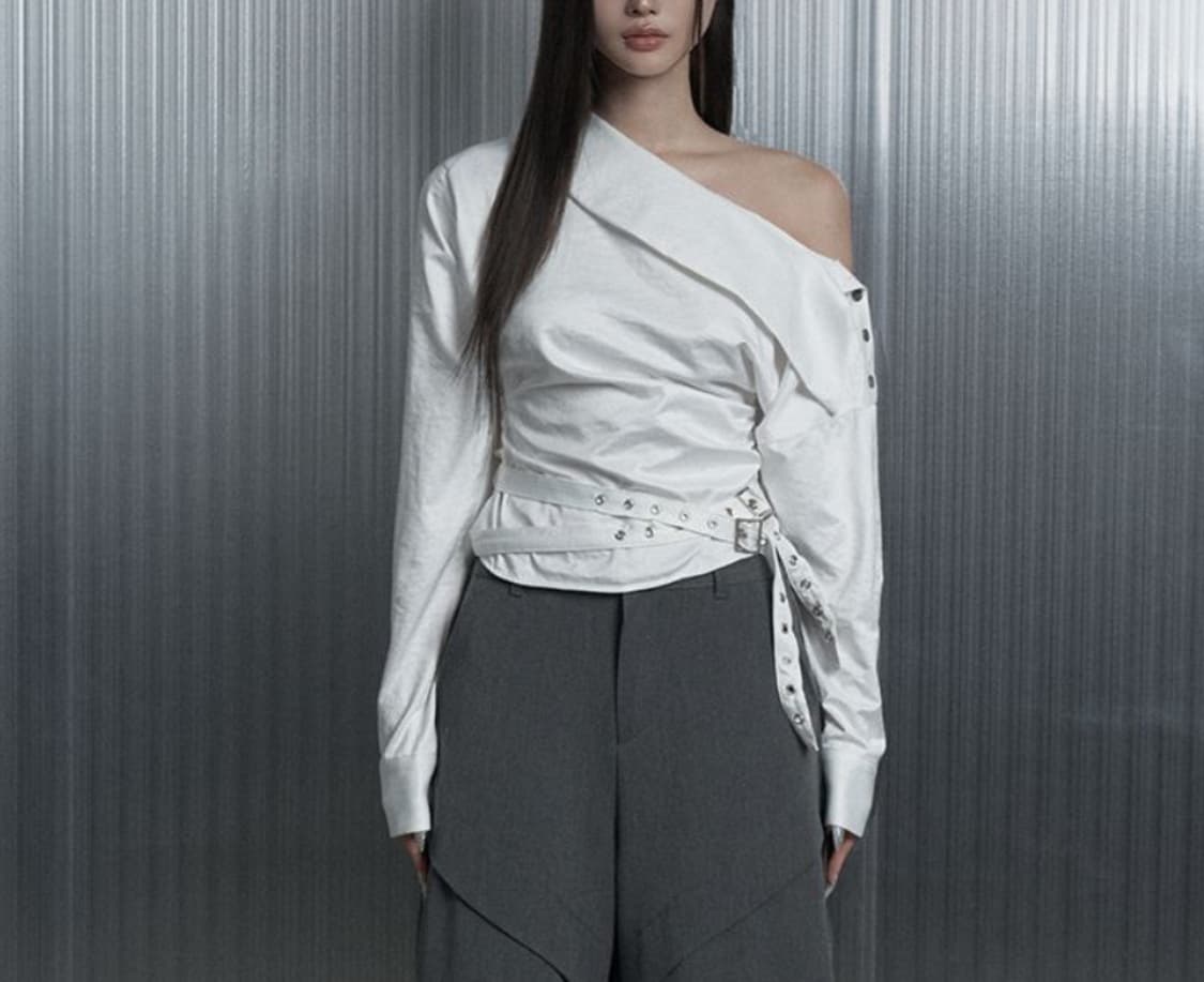 에트오소메 벨티드 블라우스 상품이미지1