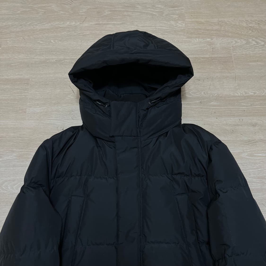 플랙 덕다운 후드 롱패딩 점퍼 [블랙] L/100 상품이미지2
