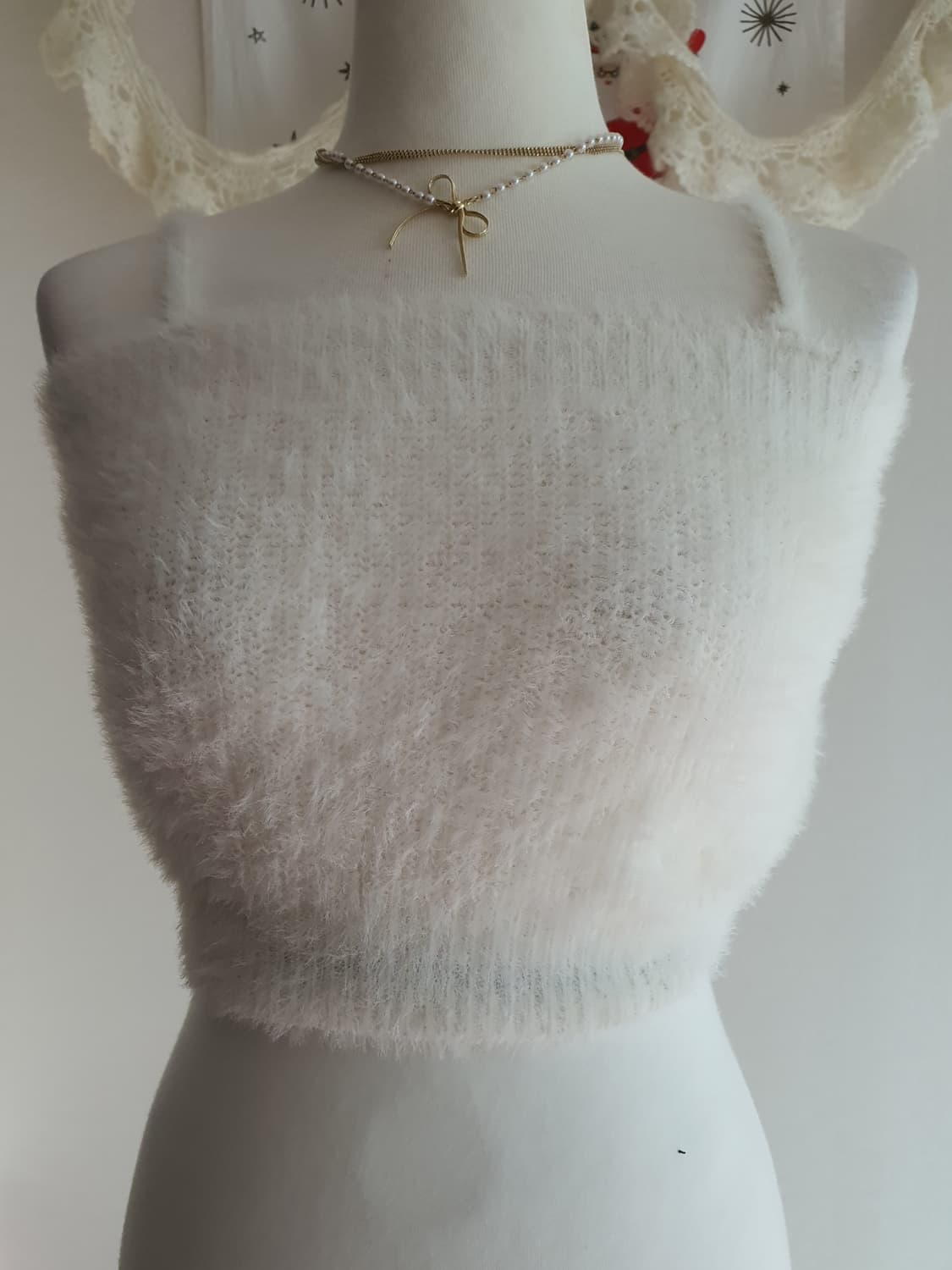 [빈티지] 앙고라 퍼 나시 화이트/블루 일괄 상품이미지6