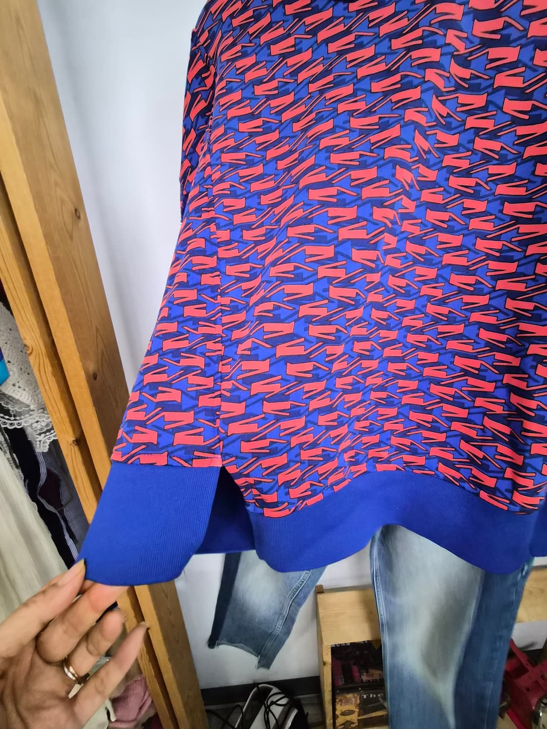 디자이너 소프트 스판프릴 맨투맨. 자라 투톤 데님 상품이미지5