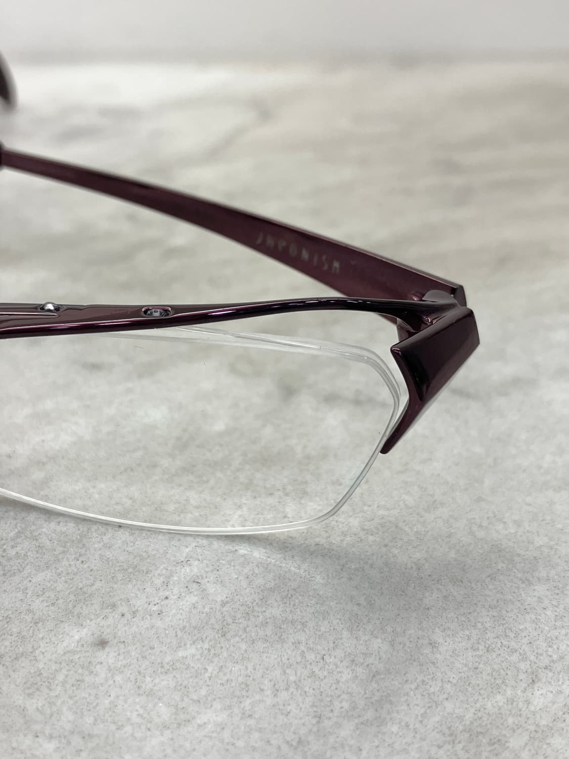 B50 자포니즘 JAPONISM 유광 와인 반무테 캣아이 메탈테 안경 상품이미지7
