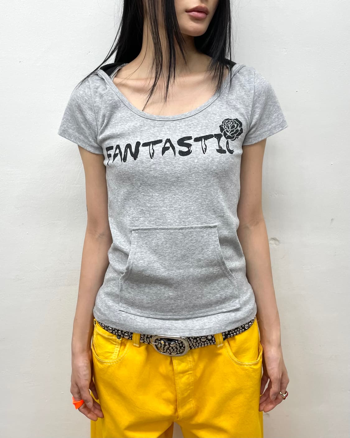 Back Dracula Rose Gray Hooded T-Shirt 상품이미지5