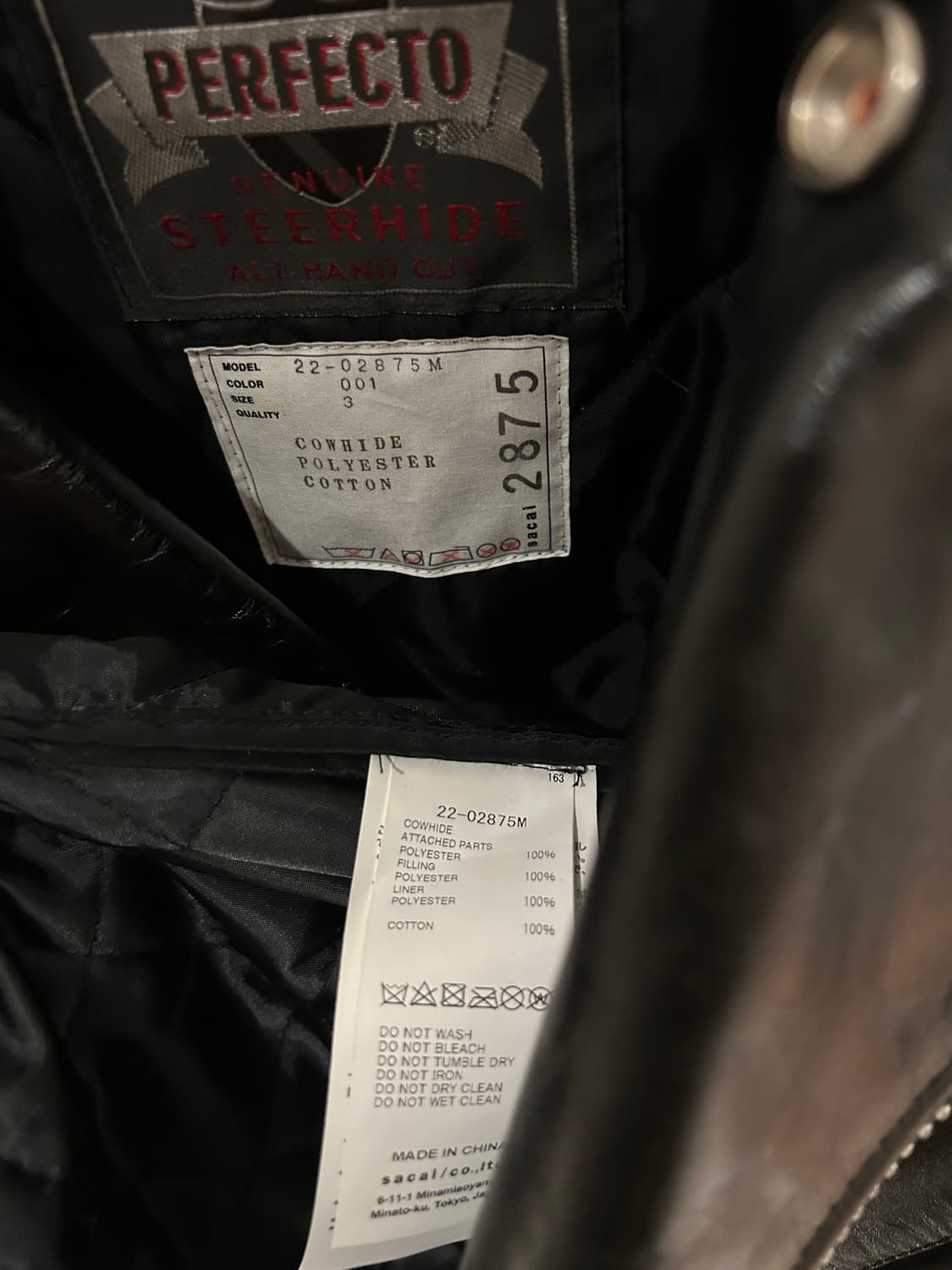 Sacai x Schott Perfecto Leather Jacket 상품이미지6