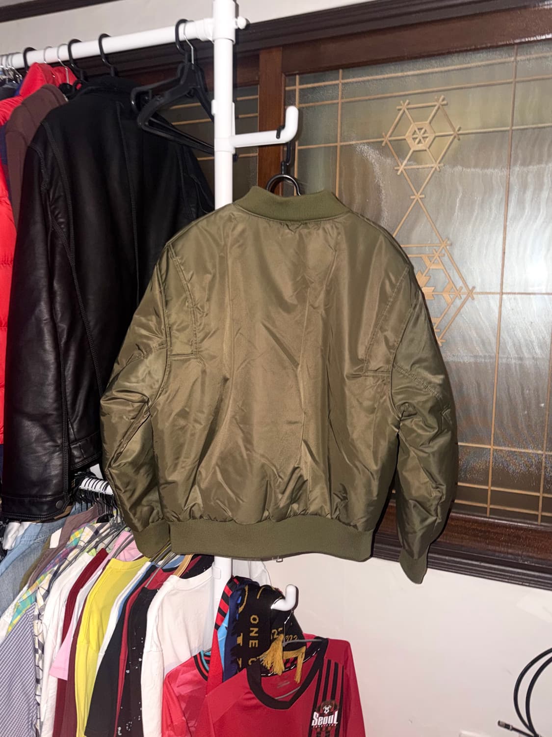 [새상품] 자라 퀼티드 오버사이즈 봄버 자켓 카키 MA-1 상품이미지4