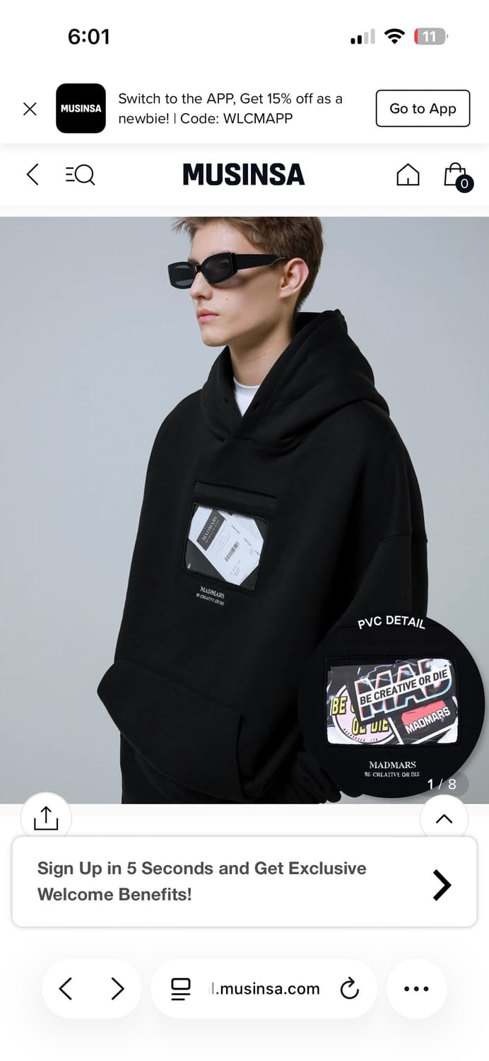 Madmars transparent pocket hoodie XL 상품이미지5