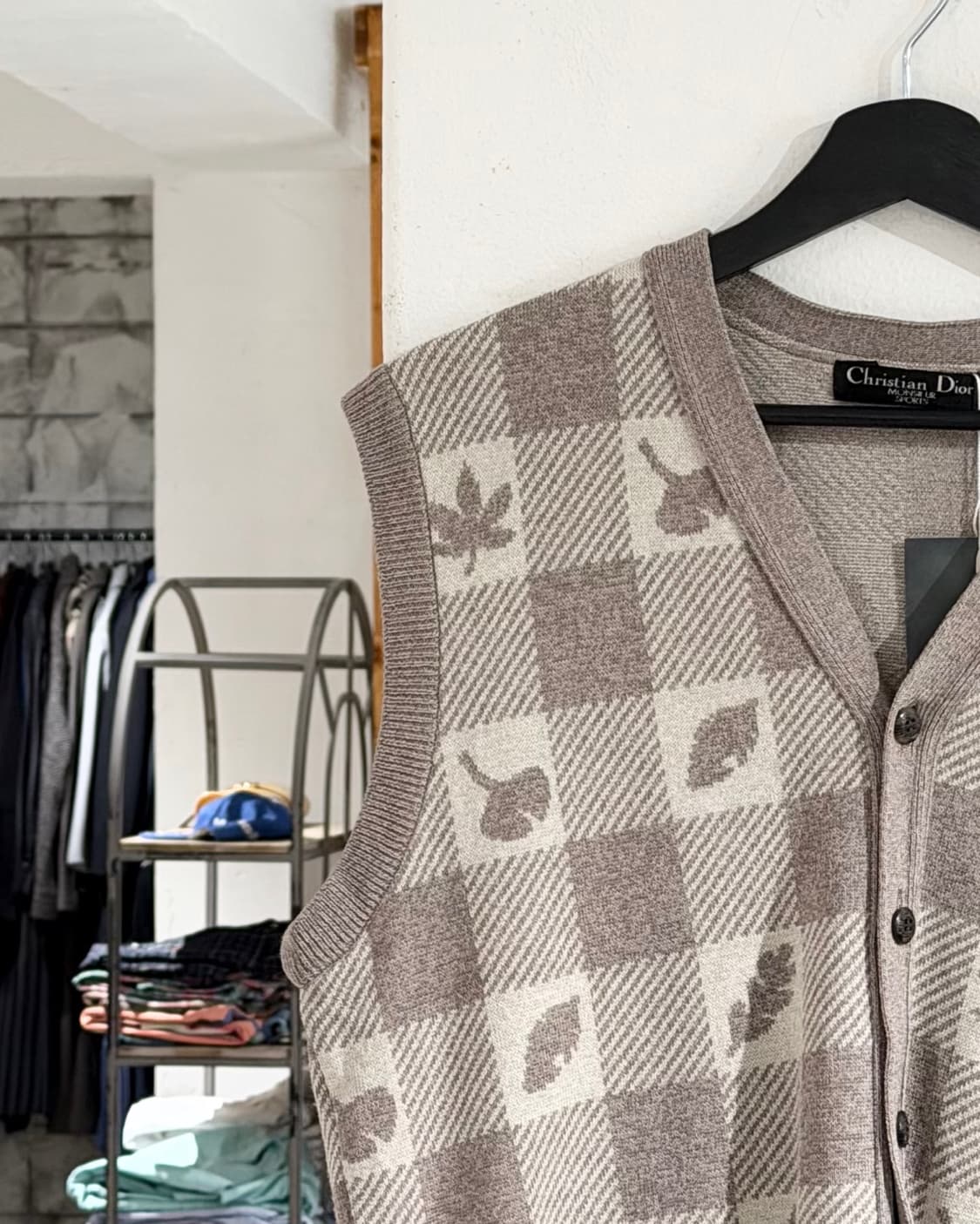 크리스찬 디올 무슈 스포츠 밀크브라운 패턴 니트 베스트 상품이미지2