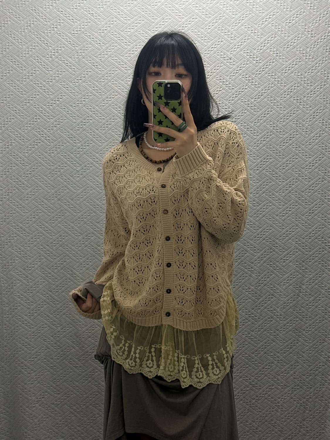 빈티지 모리걸 크로셰 레이스 펀칭 아방핏 가디건 K0248 상품이미지2