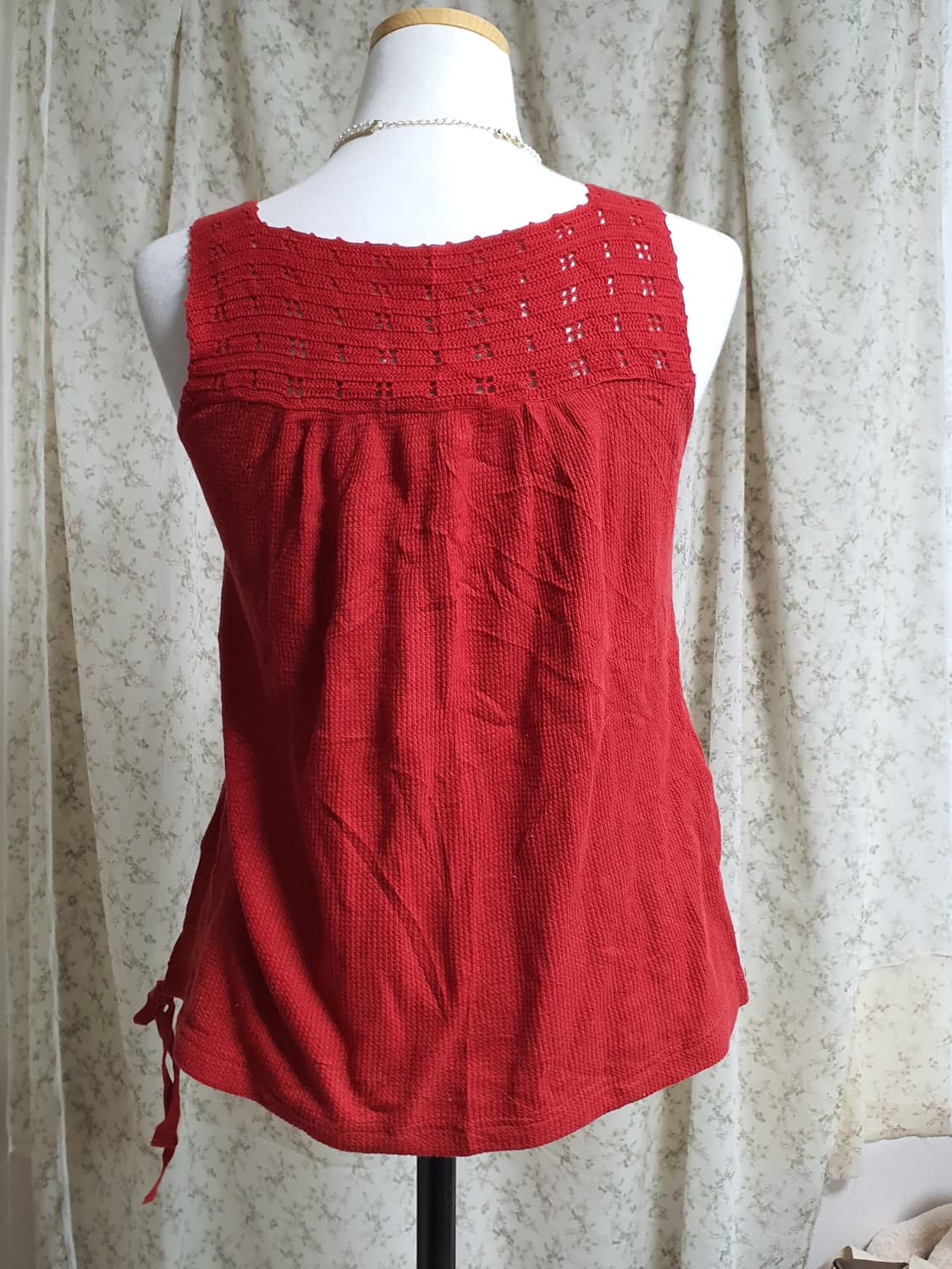 [일본빈티지] 모리걸 레드 브이넥 민소매 블라우스 상품이미지4