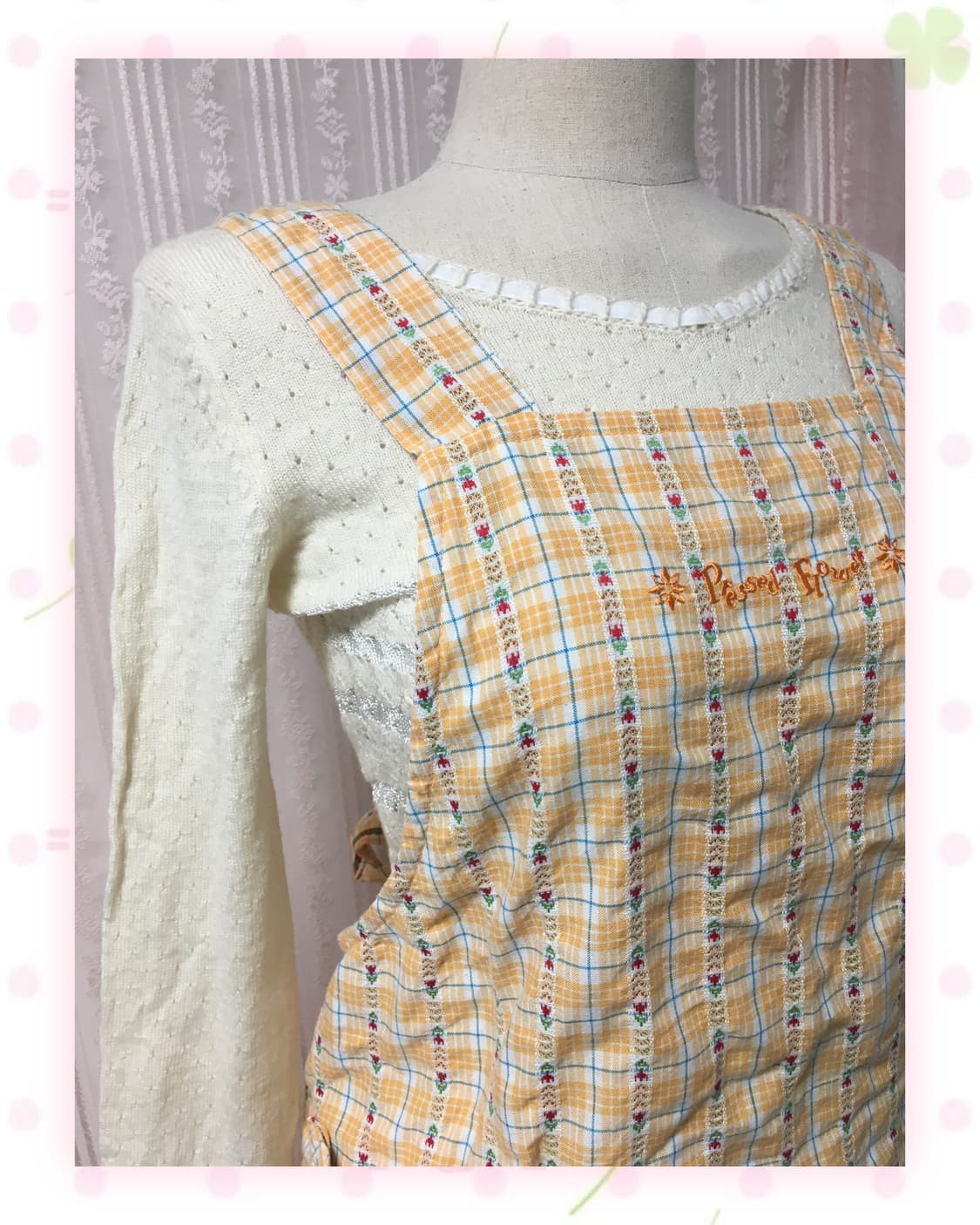 오렌지 체크 에이프런 앞치마 상품이미지1