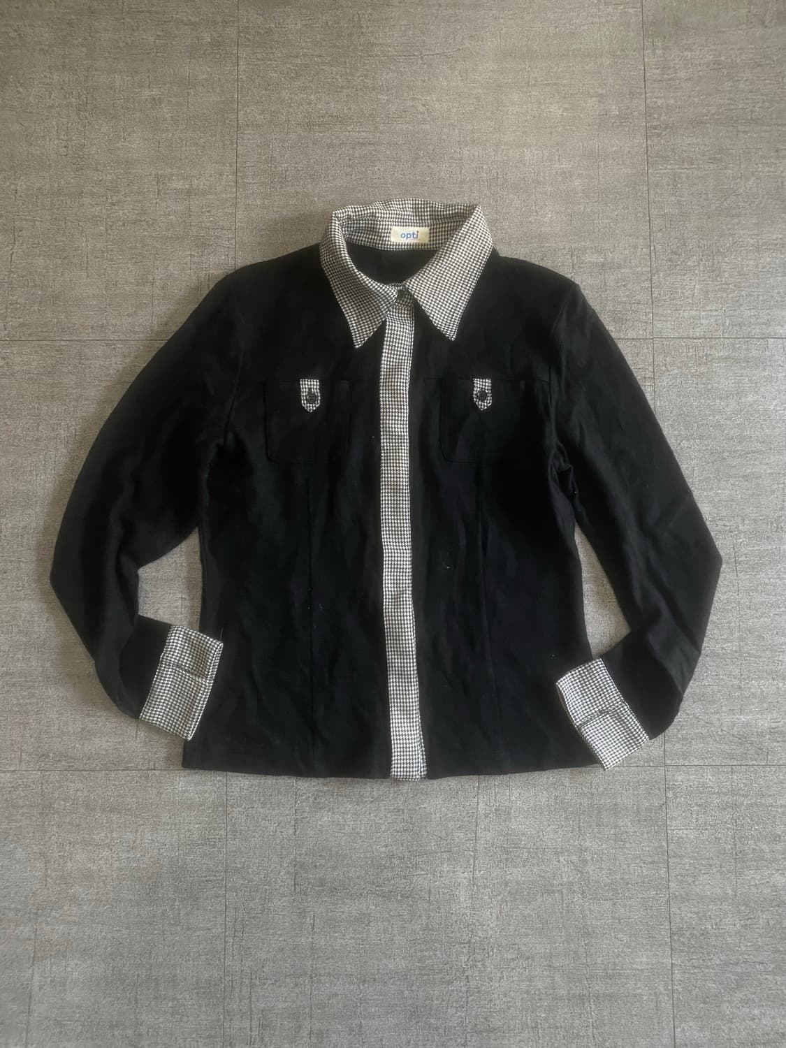 일본빈티지 Opti 핀터깔y2k긱시크 레이어드 셔츠집업폴로자켓 상품이미지1