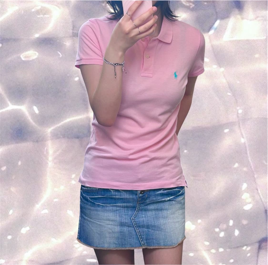 폴로 랄프로렌 PK 반팔 카라 티셔츠 핑크 M  상품이미지3