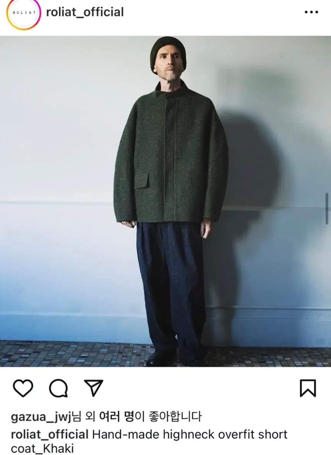 로리엣 핸드메이드 하이넥 오버핏 숏코트 50 상품이미지2