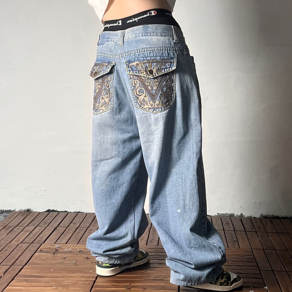 [34]빈티지 커스텀 힙합 올드스쿨 데님 팬츠 상품이미지3