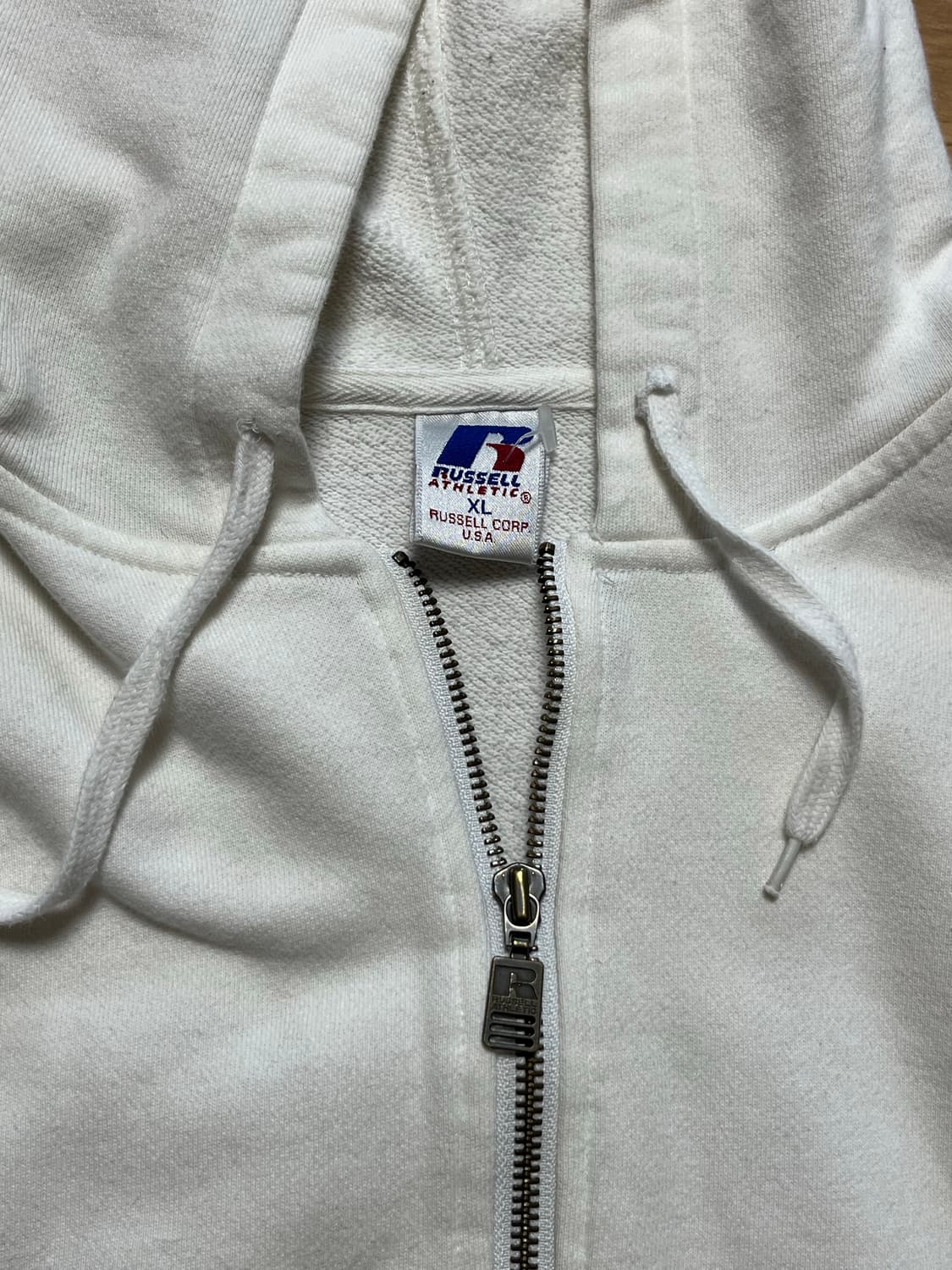 빈티지 USA 러셀 후드 집업 XL 화이트 상품이미지4