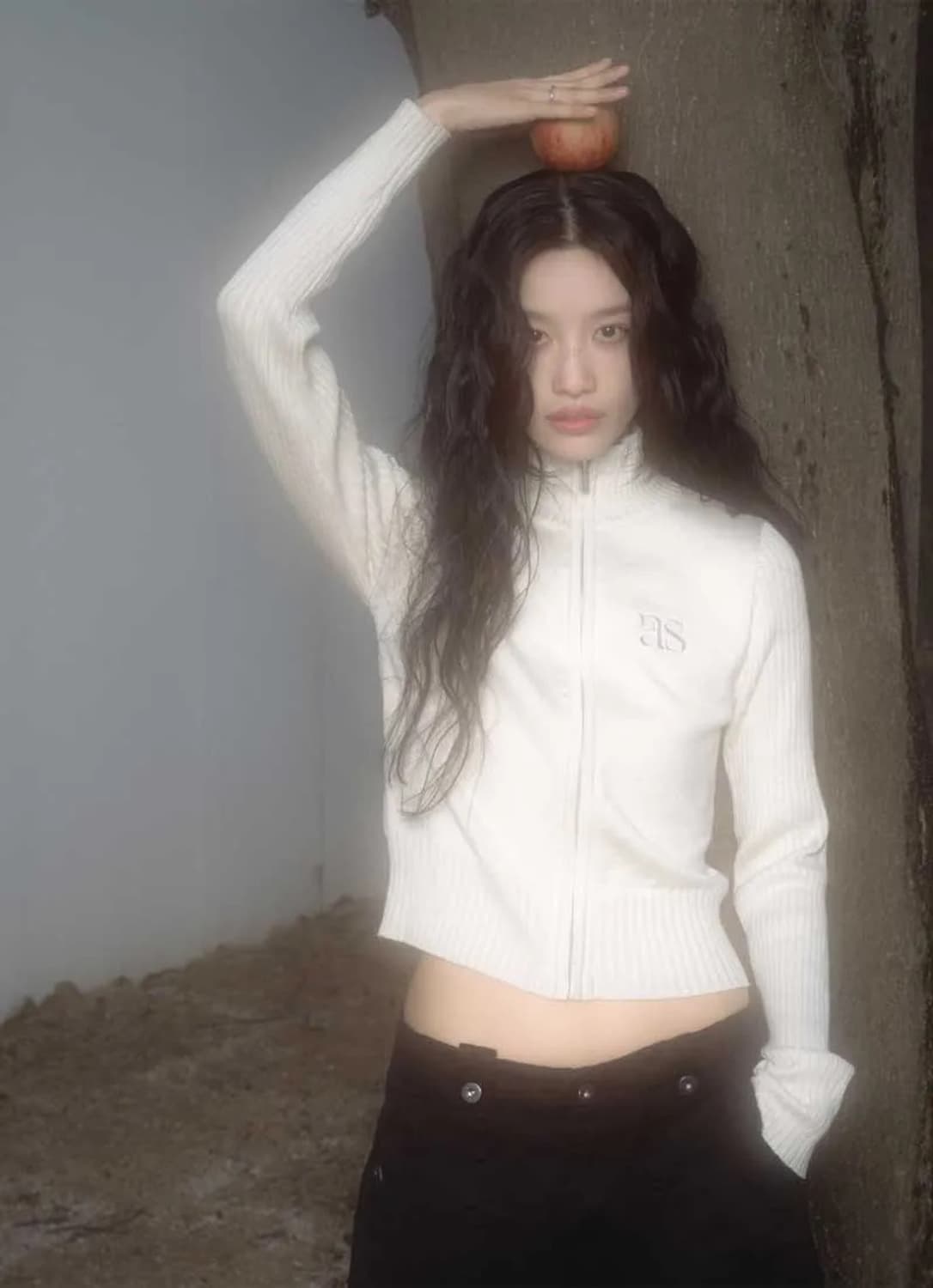 애즈온 마론 니트 집업 베이지 상품이미지1