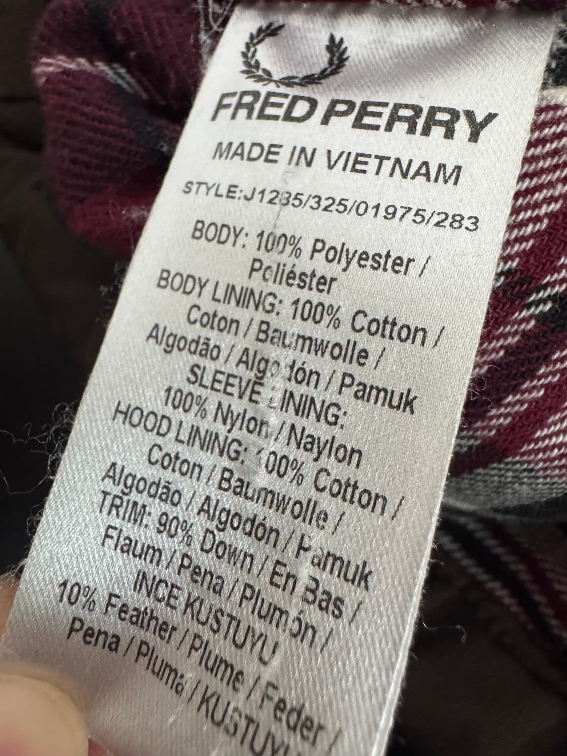 프레드페리 코코아 후드 다운 패딩 여성도착용가능!! 상품이미지5