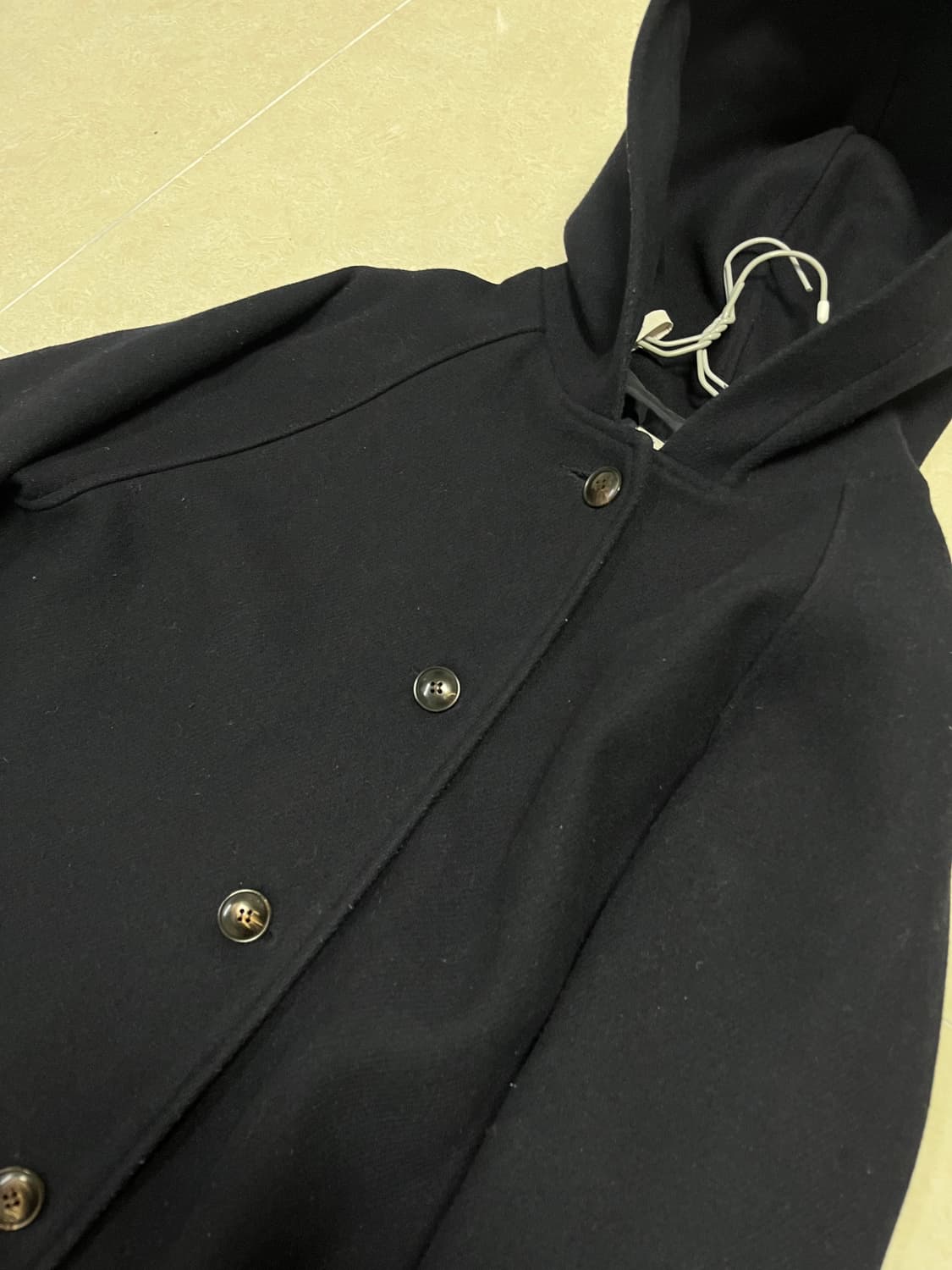 네이비 후드 롱코트  상품이미지3