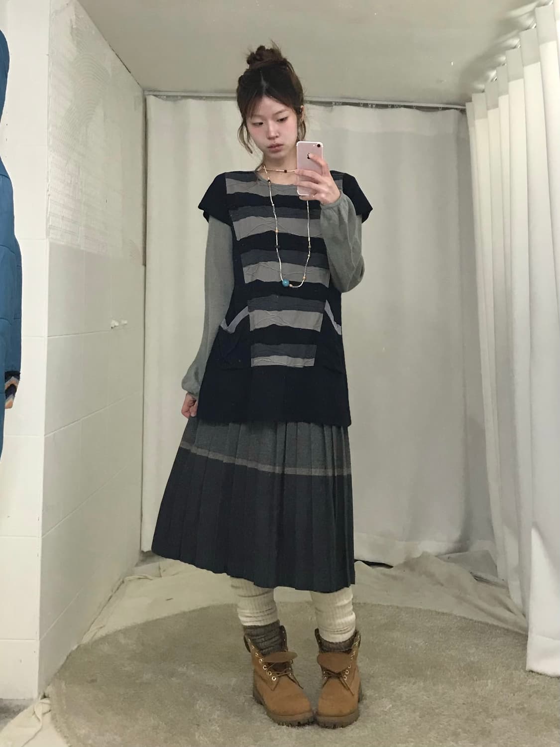 빈티지 블루 몽골 하구미 소녀 코디 세트 상품이미지3