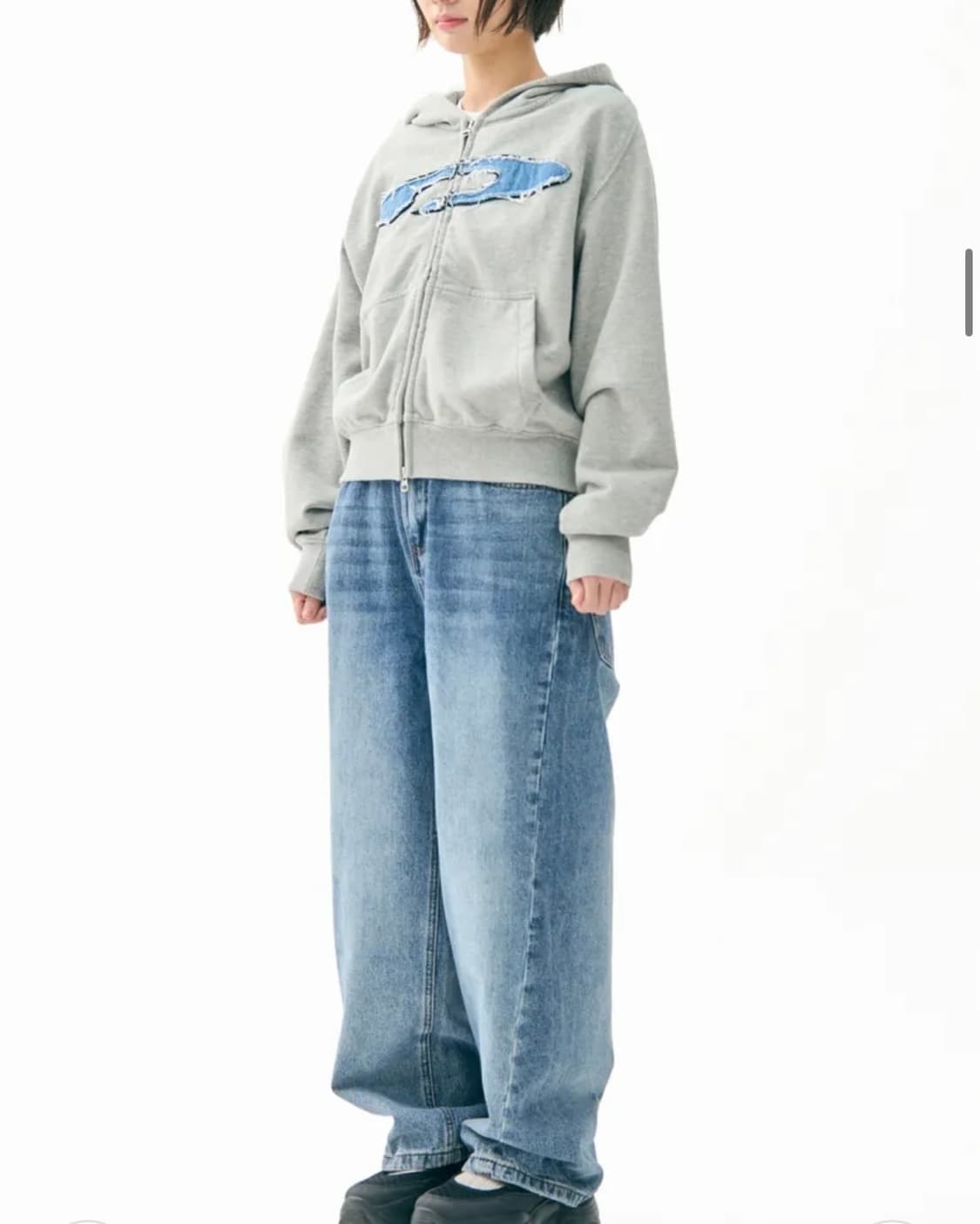 Disk Logo Denim Applique Zip-Up 후드집업 상품이미지3