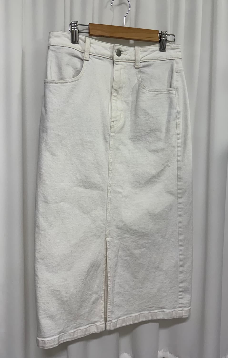 GU 화이트 데님 롱 스커트  상품이미지5